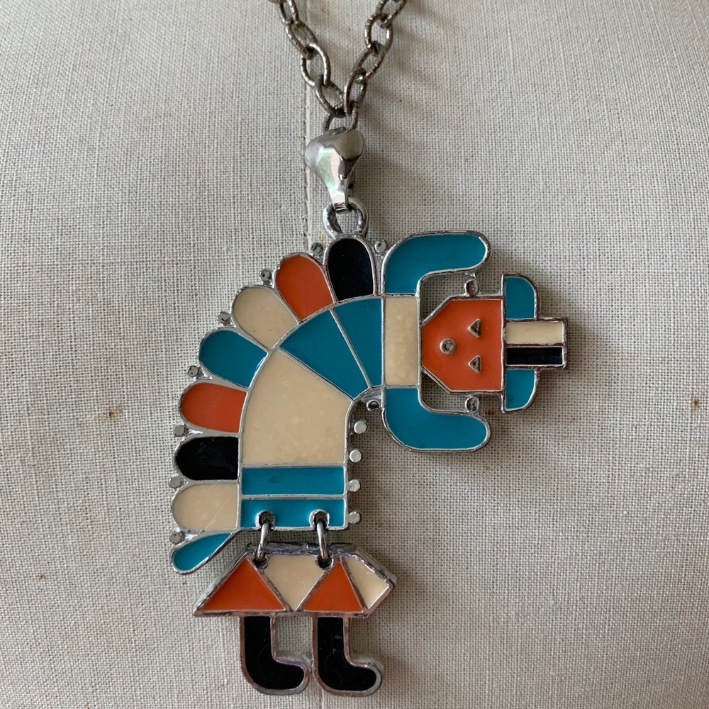 Vintage Rainbow Man 70s Enamel Pendant
